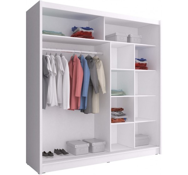 Ντουλάπα Συρόμενη 24113-MJ3-180 Χρώμα Λευκό 180x200x62cm