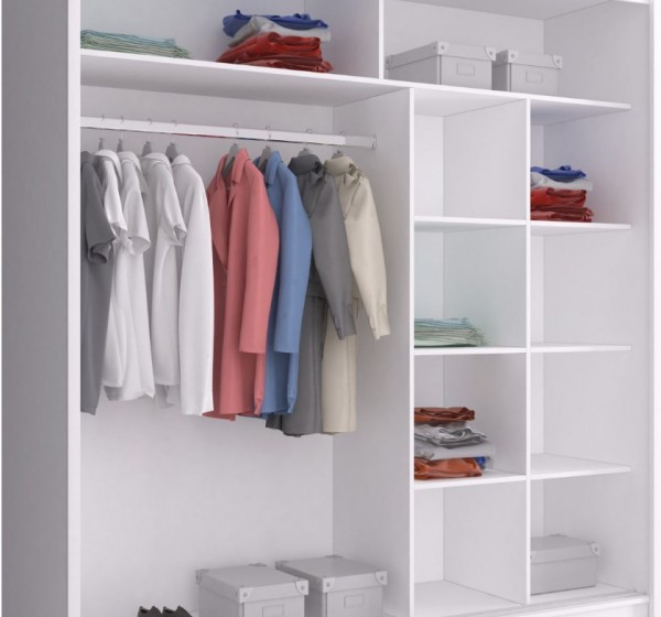 Ντουλάπα Συρόμενη 24113-MJ3-200 Χρώμα Λευκό 200x214x62cm