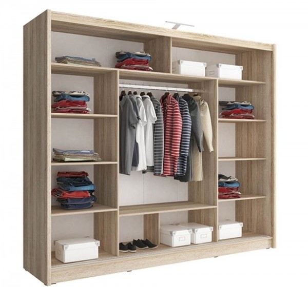 Ντουλάπα Συρόμενη 24114-WKs-250 Χρώμα Φυσικό Δρυς 250x214x62