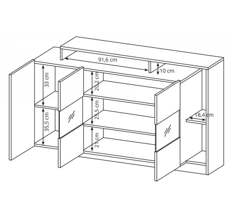 Μπουφές Alva Ανθρακί+φυσικό golden craft 155x94x44cm