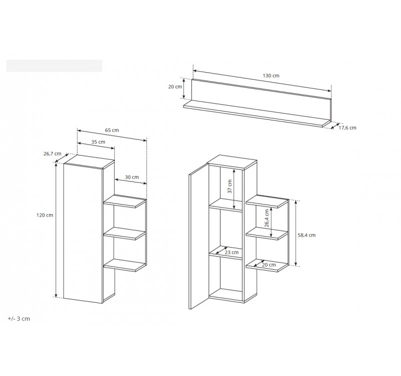 Σύνθεση Alva Ανθρακί+Φυσικό Golden craft 2,60x172x30-40cm