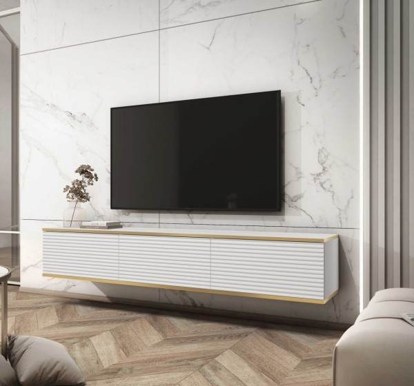 Κρεμαστό έπιπλο τηλεόρασης ORO_MDF Λευκό 175x30x32cm