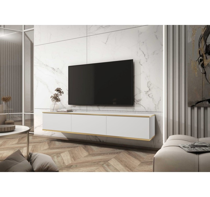 Κρεμαστό έπιπλο τηλεόρασης ORO λευκό 175x30x32cm