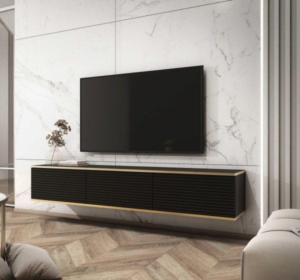 Κρεμαστό έπιπλο τηλεόρασης ORO_MDF ανθρακί 175x30x32cm