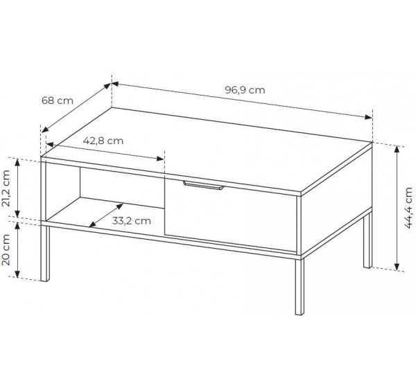 Τραπεζάκι Rave με συρτάρια Μπεζ+φυσικό Viking 97x45x60cm