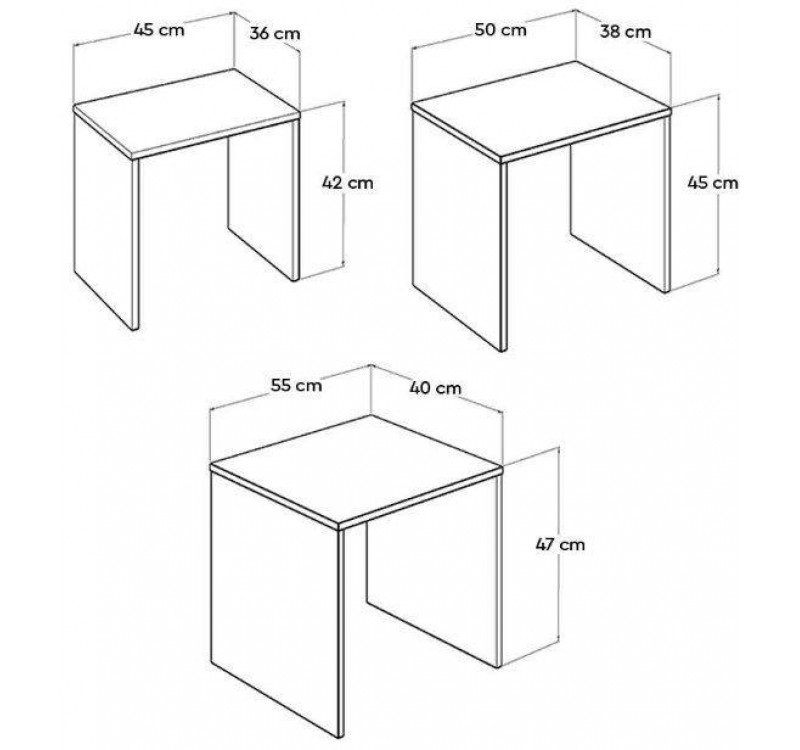 Σετ τραπεζάκια Ζιγκον κίτρινο 55x47x40cm