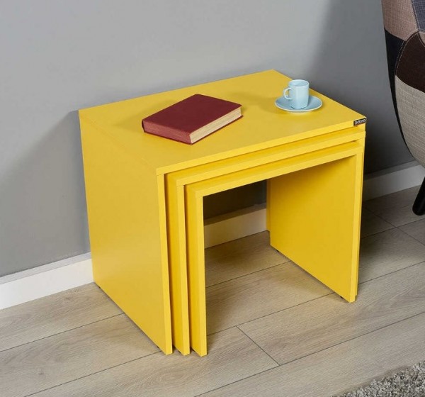 Σετ τραπεζάκια Ζιγκον κίτρινο 55x47x40cm