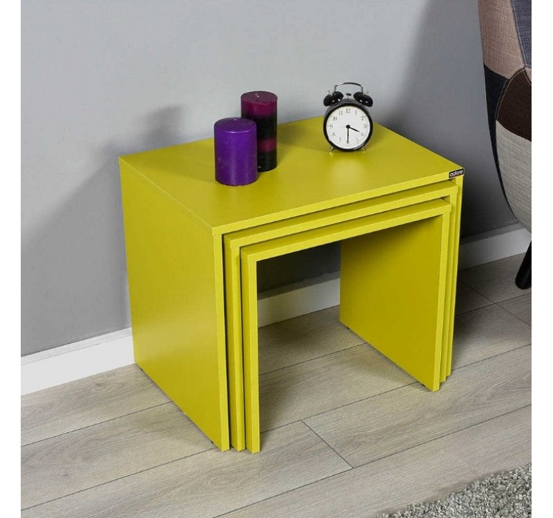Σετ τραπεζάκια Ζιγκον κιτρινοπράσινο 55x47x40cm