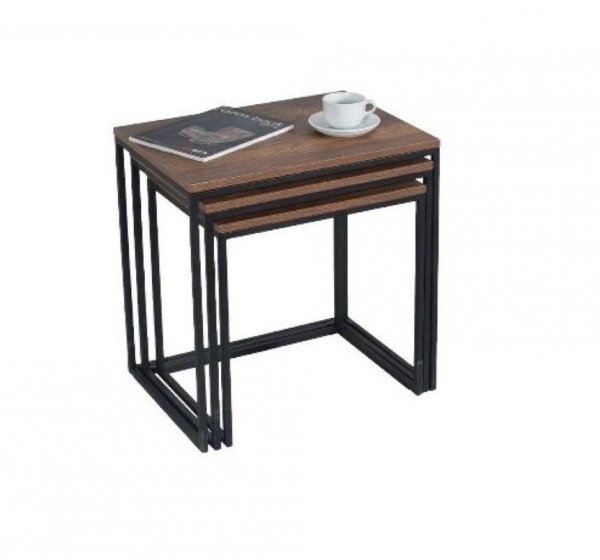 Σετ τραπεζάκια Ζιγκον Καρυδί 55x47x40cm