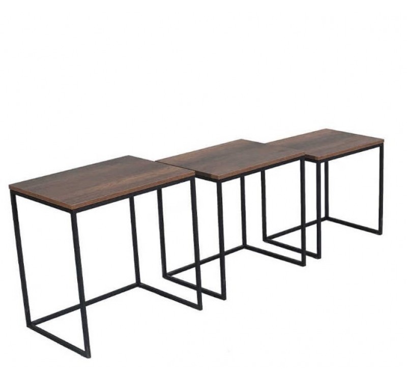 Σετ τραπεζάκια Ζιγκον Καρυδί 55x47x40cm