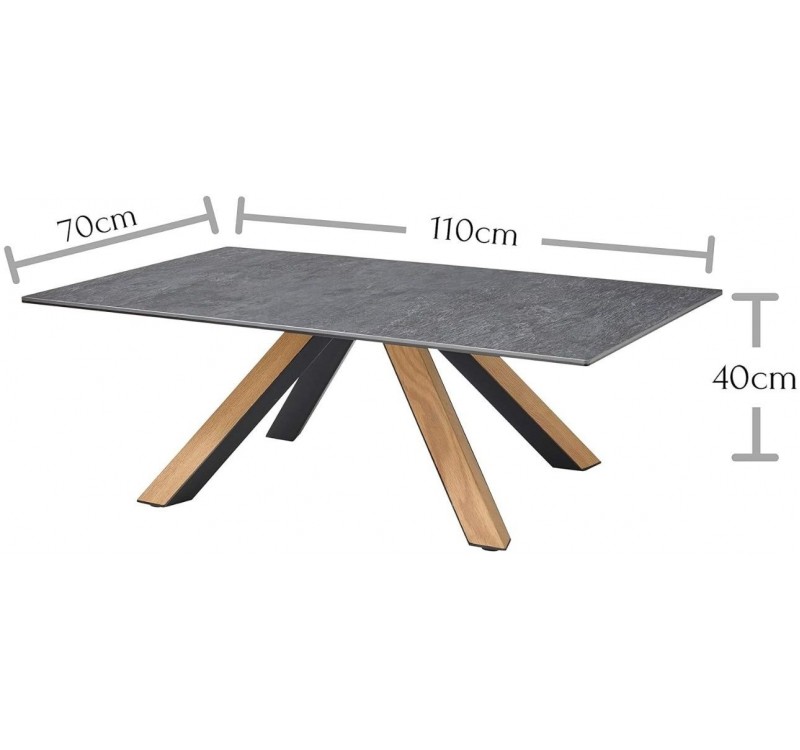 Τραπεζάκι κεραμικό ΜΙΑ γραφίτης 110x70x40cm