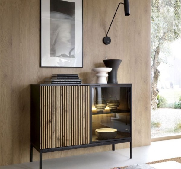 Μπουφές με βιτρίνα Sento Ανθρακί 104x83x39cm