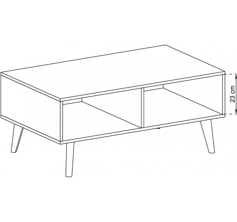 Τραπεζάκι Nordi Λευκό+Higloss λευκό+Riviera 107x46x67cm