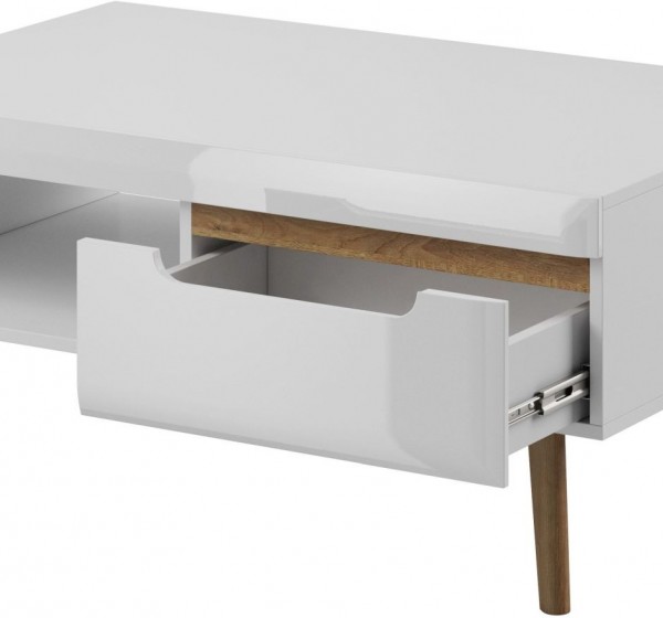 Τραπεζάκι Nordi Λευκό+Higloss λευκό+Riviera 107x46x67cm