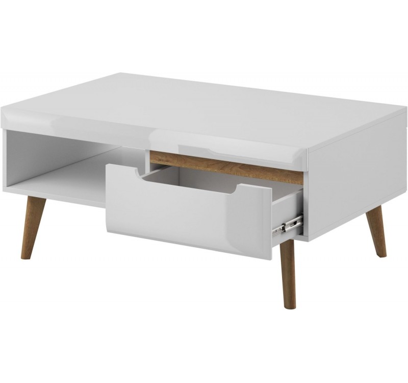 Τραπεζάκι Nordi Λευκό+Higloss λευκό+Riviera 107x46x67cm