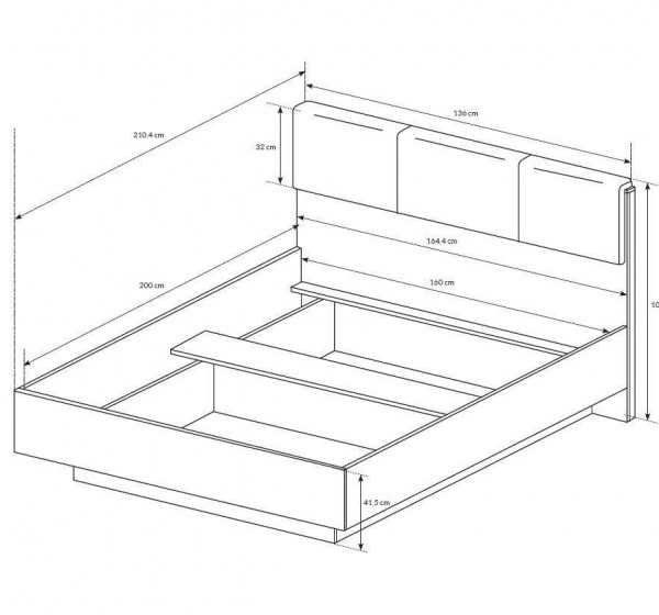 Σετ Κρεβατοκάμαρας Arco Λευκή με αποθηκευτικό χώρο για στρώμα 160x200 3τμχ