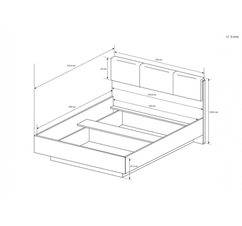 Σετ Κρεβατοκάμαρας Arco Λευκή με αποθηκευτικό χώρο για στρώμα 160x200 3τμχ