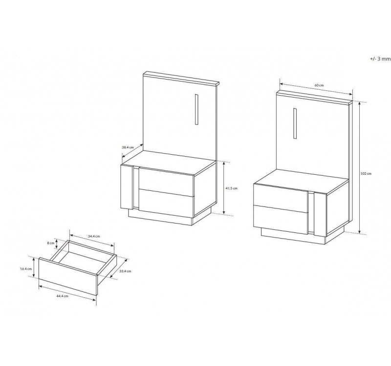 Σετ Κρεβατοκάμαρας Arco Λευκή με αποθηκευτικό χώρο για στρώμα 160x200 3τμχ