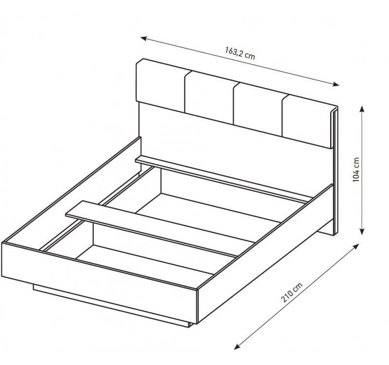 Σετ κρεβατοκάμαρας Tally με αποθηκευτικό χώρο για στρώμα 160×200 (3 τεμαχίων)
