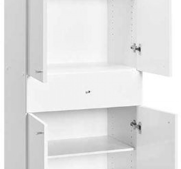 Ντουλάπα δίφυλλη Diamond Λευκό+Λευκό High Gloss 60x187x38cm