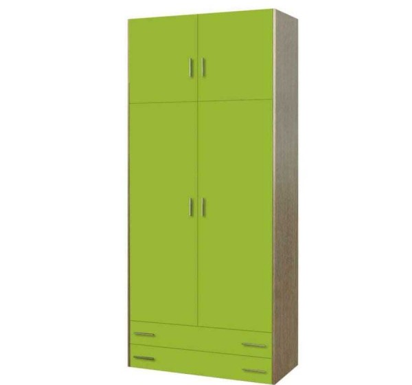 Παιδική ντουλάπα δίφυλλη με πατάρι δρυς-λαχανί