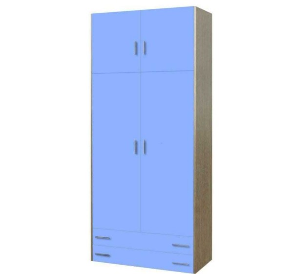 Παιδική ντουλάπα δίφυλλη με πατάρι δρυς-σιέλ