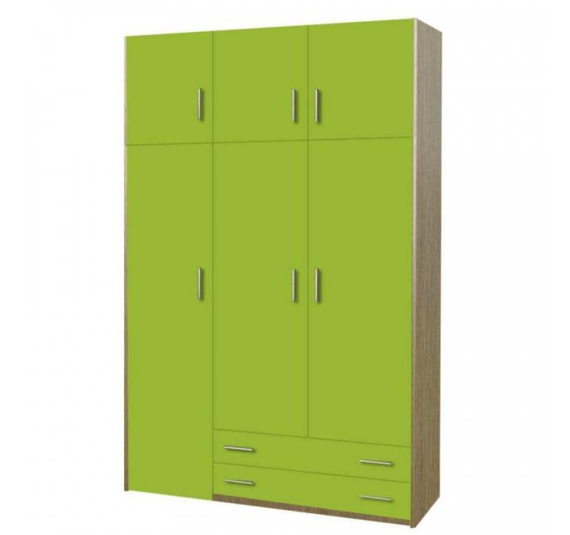 Παιδική ντουλάπα τρίφυλλη με πατάρι 110cm δρυς-λαχανί