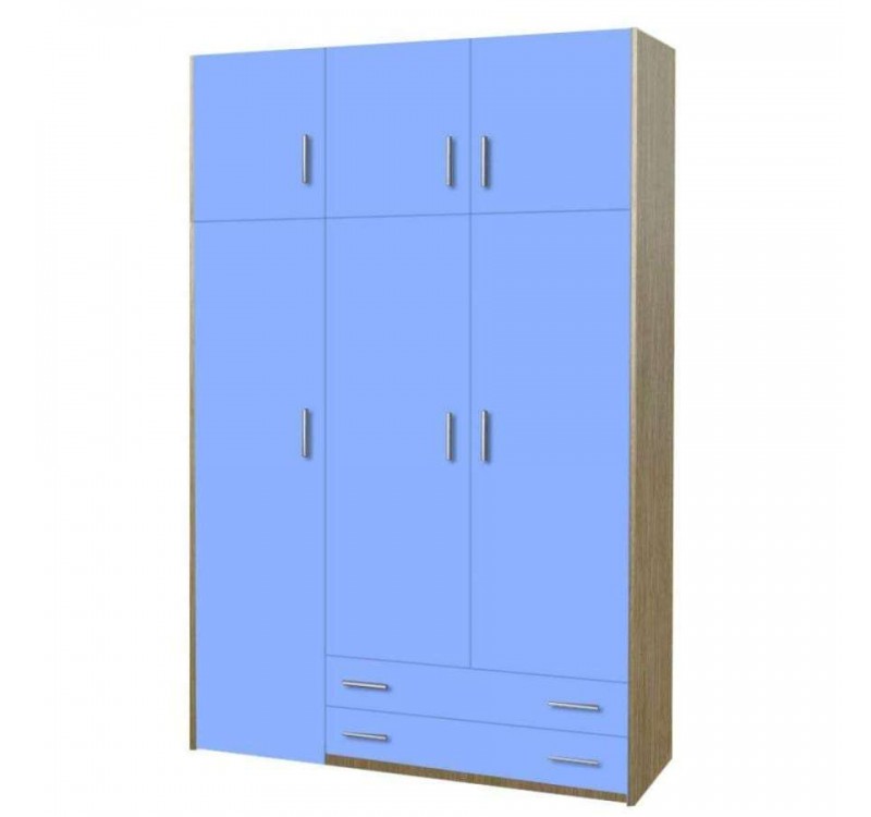 Παιδική ντουλάπα τρίφυλλη με πατάρι 110cm δρυς-σιέλ