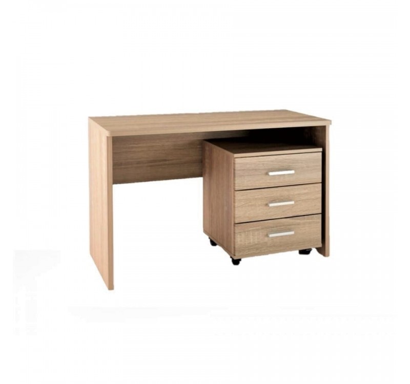 Γραφείο 120cm με τροχήλατη συρταριέρα δρυς