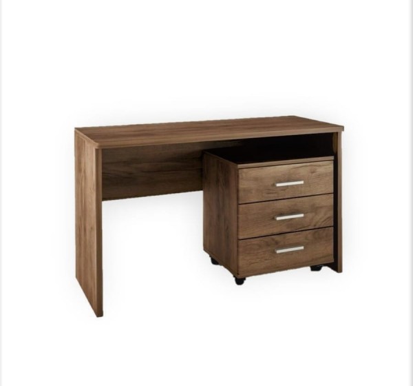 Γραφείο 120cm με τροχήλατη συρταριέρα καρυδί