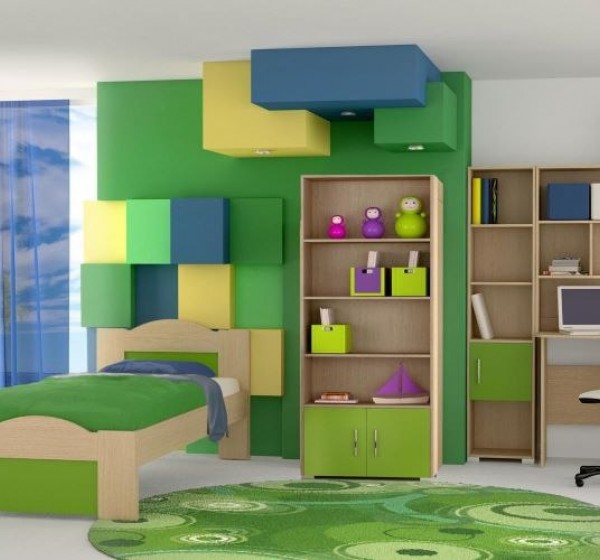 Σετ παιδικό δωμάτιο Κύμα δρυς-λαχανί