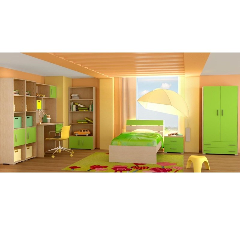 Σετ παιδικό δωμάτιο Νότα δρυς-λαχανί