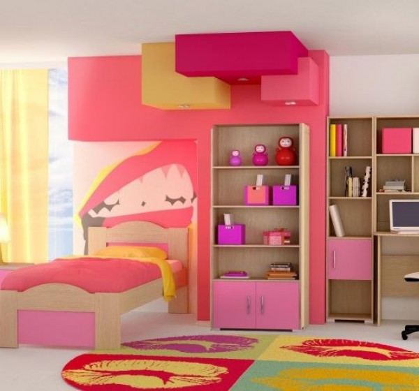 Σετ παιδικό δωμάτιο Κύμα δρυς-ροζ