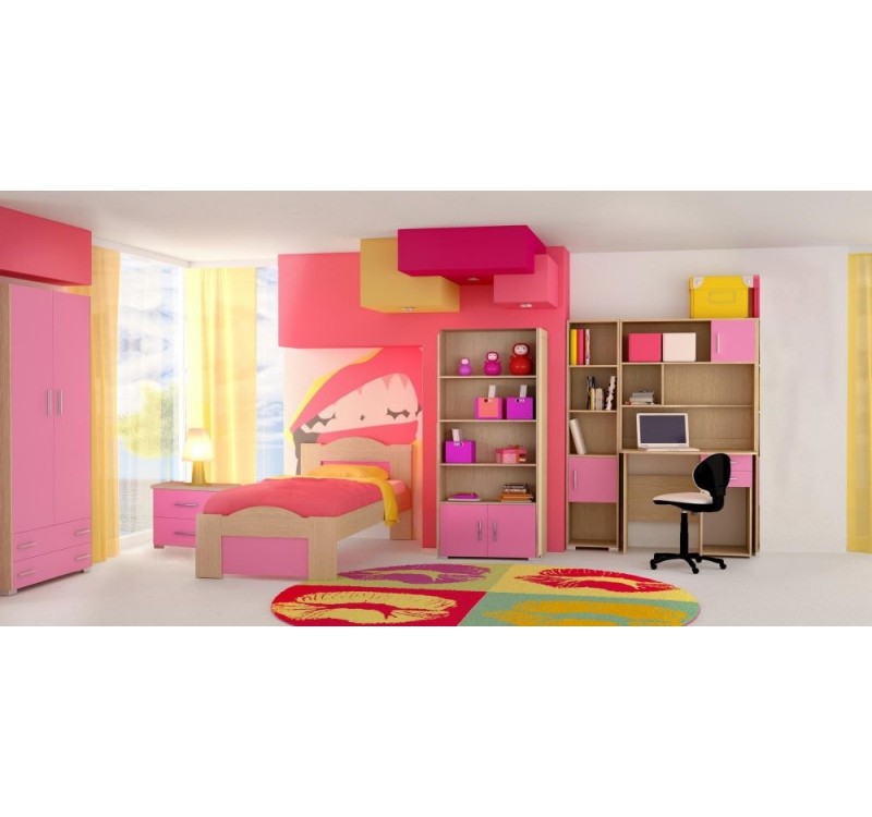 Σετ παιδικό δωμάτιο Κύμα δρυς-ροζ