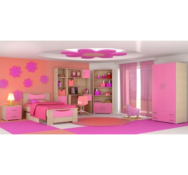 Σετ παιδικό δωμάτιο Χαμόγελο δρυς-ροζ