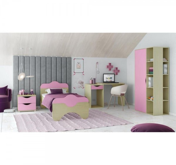 Σετ παιδικό δωμάτιο Παζ δρυς-ροζ