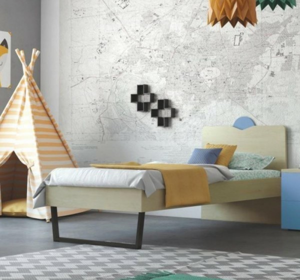 Κρεβάτι παιδικό Ανατολή Δρυς-σιέλ