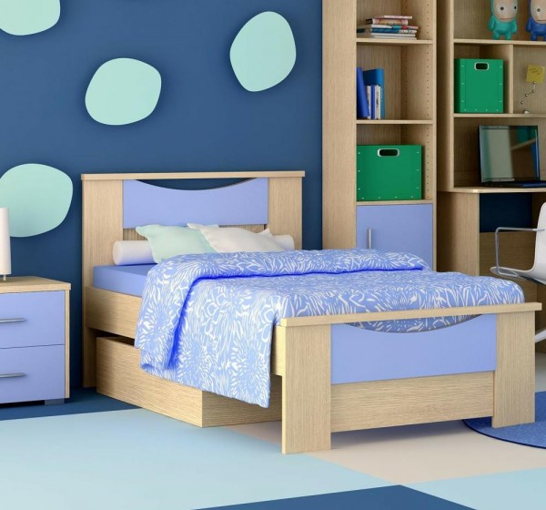 Κρεβάτι παιδικό Χαμόγελο δρυς-σιέλ