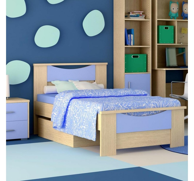 Κρεβάτι παιδικό Χαμόγελο δρυς-σιέλ