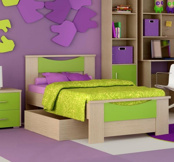 Κρεβάτι παιδικό Χαμόγελο δρυς-λαχανί