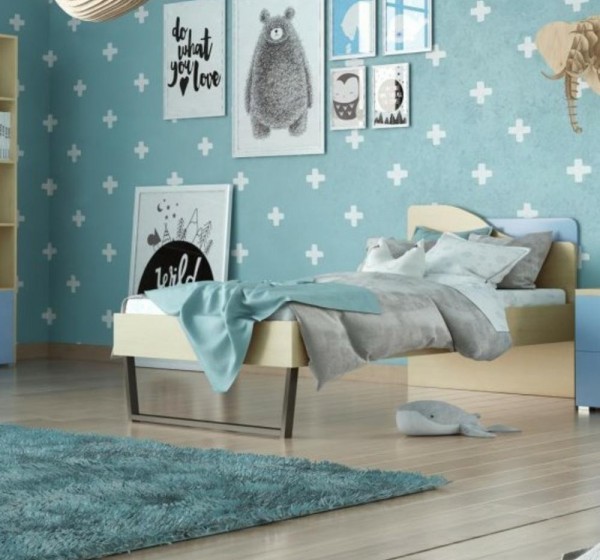 Κρεβάτι παιδικό Τόξο δρυς-σιέλ