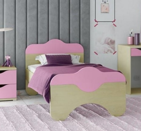 Κρεβάτι παιδικό Παζ Δρυς-ροζ