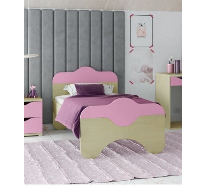 Κρεβάτι παιδικό Παζ Δρυς-ροζ