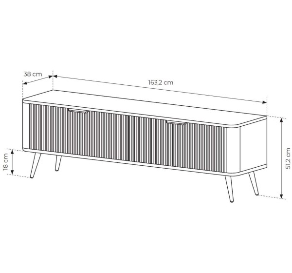 Έπιπλο τηλεόρασης Lante Ανθρακί 200x51x38cm