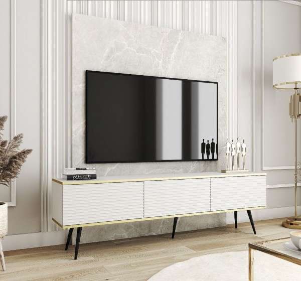 Έπιπλο τηλεόρασης ORO_MDF Λευκό 175x53x32cm