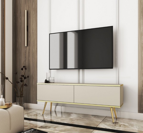 Έπιπλο τηλεόρασης ORO Μπεζ+Χρυσό 135x53x32cm