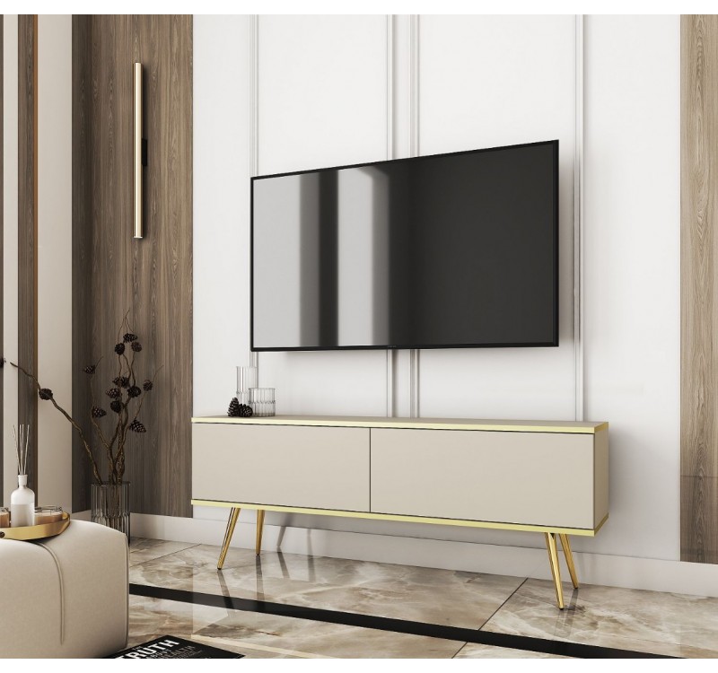Έπιπλο τηλεόρασης ORO Μπεζ+Χρυσό 135x53x32cm