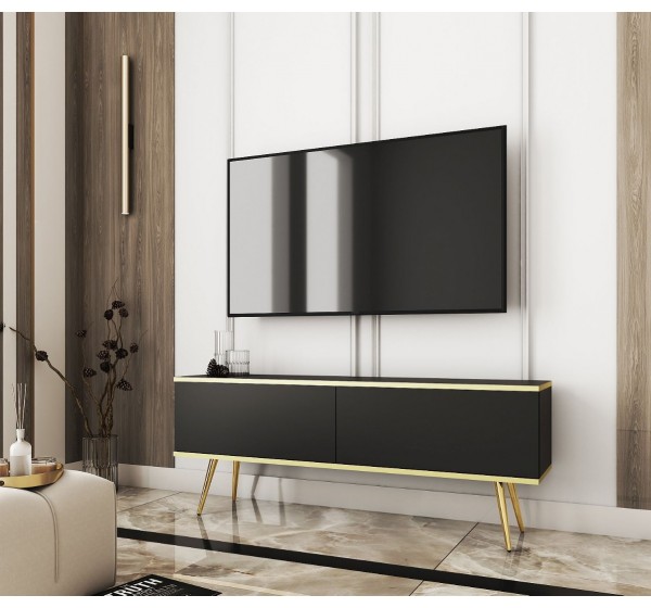 Έπιπλο τηλεόρασης Oro ανθρακί+Χρυσό 135x53x32cm