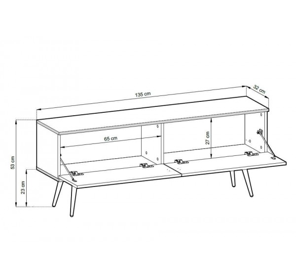 Έπιπλο τηλεόρασης Oro ανθρακί+Χρυσό 135x53x32cm