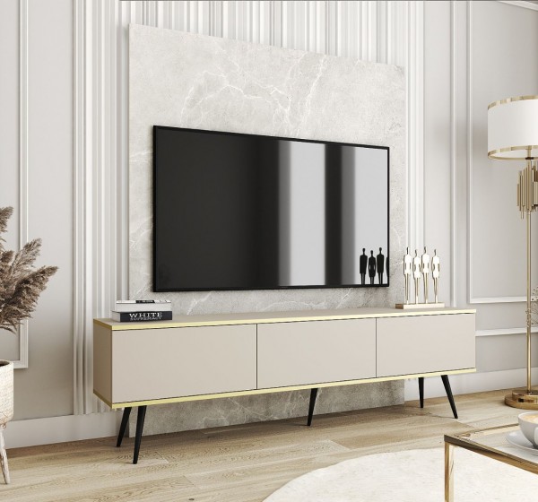 Έπιπλο τηλεόρασης ORO Μπεζ+Μαύρο 175x53x32cm